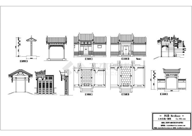 中国古典二维门建筑设计图纸-图一