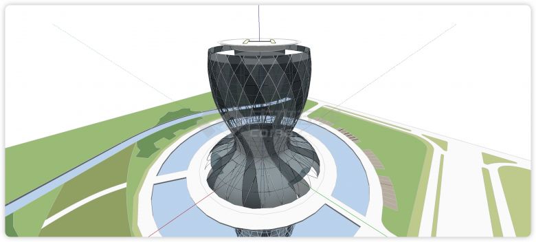 玻璃结构海门规划行政中心平面立面总图su模型-图二