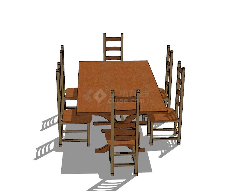 常规款式桌几座椅组合su模型-图二