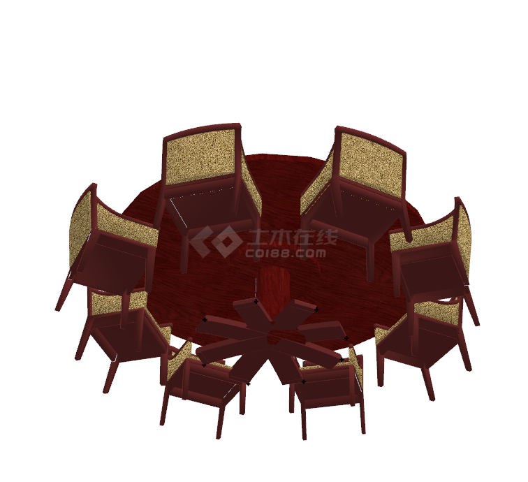 包厢圆形桌几座椅组合su模型-图二