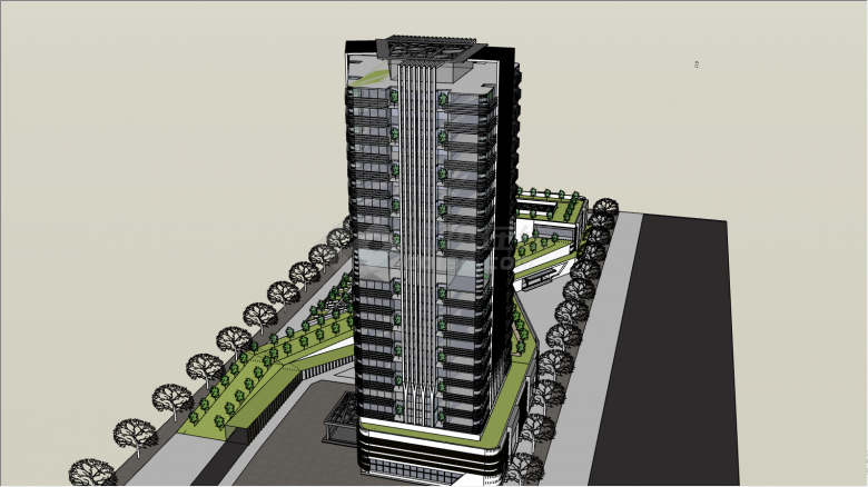 高层商业办公楼建筑su模型-图二