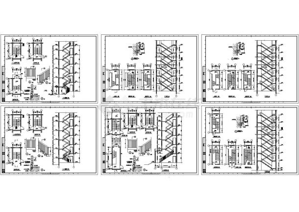 多种多层双折混凝土楼梯施工图纸（CAD，6张图纸）-图一
