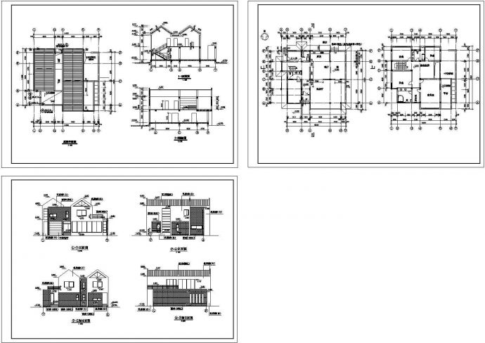 多层别墅建筑施工图，最新整理四套图纸_图1
