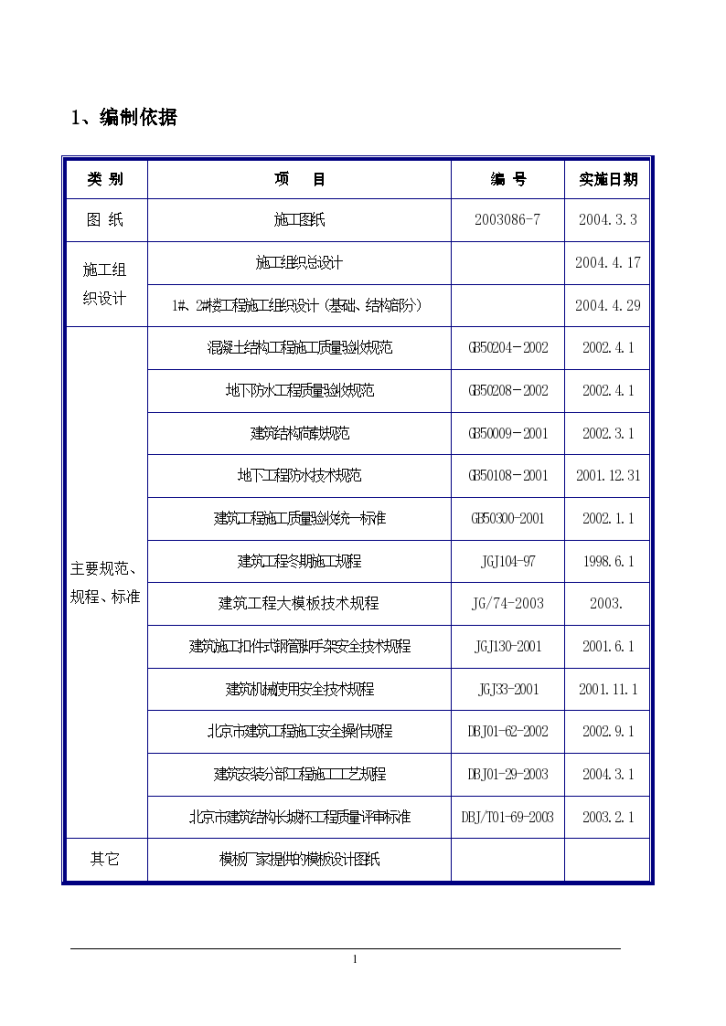 北京北郊区剪力墙结构工程模施工组织设计方案-图一