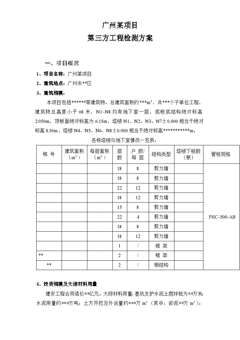 广州市某工程第三方检测方案