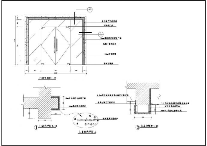 钢化玻璃双开门详图CAD施工图设计_图1