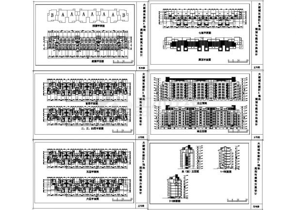 六层小区住宅楼建筑设计CAD方案图（含屋顶层设计）-图一