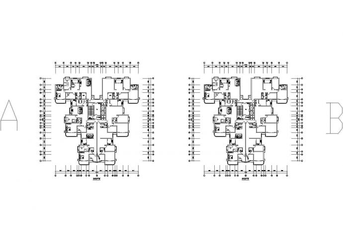 点式高层两种户型住宅楼建筑设计CAD方案图_图1