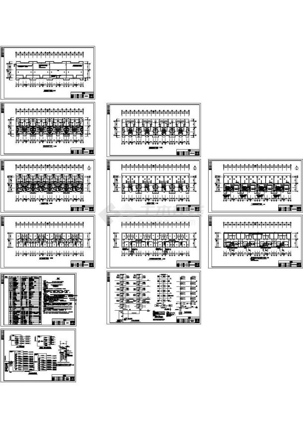 某六层底商住宅楼建筑结构电设备施工图CAD-图二