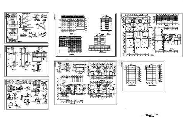 六层商住楼建筑设计CAD方案图（含每层楼梯设计）-图一