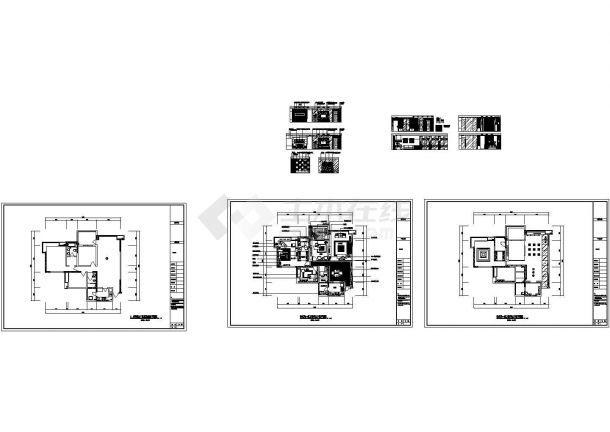 2室2厅1书房中式样板房装修设计施工cad图纸，共八张-图二
