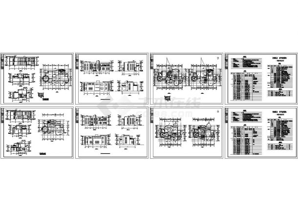 某256㎡二层砖混结构现代风格别墅建筑施工图纸(CAD，8张图）-图一