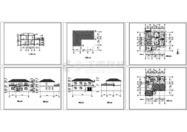 某140㎡二层现代风格别墅建筑施工图纸(CAD，6张图）-图一