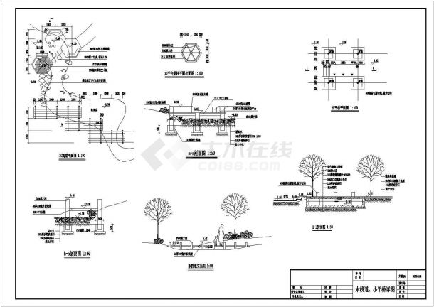 木栈道及小平桥cad布置图-图二