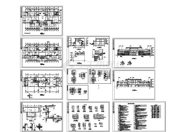 某三层办公楼建筑施工CAD详图-图一