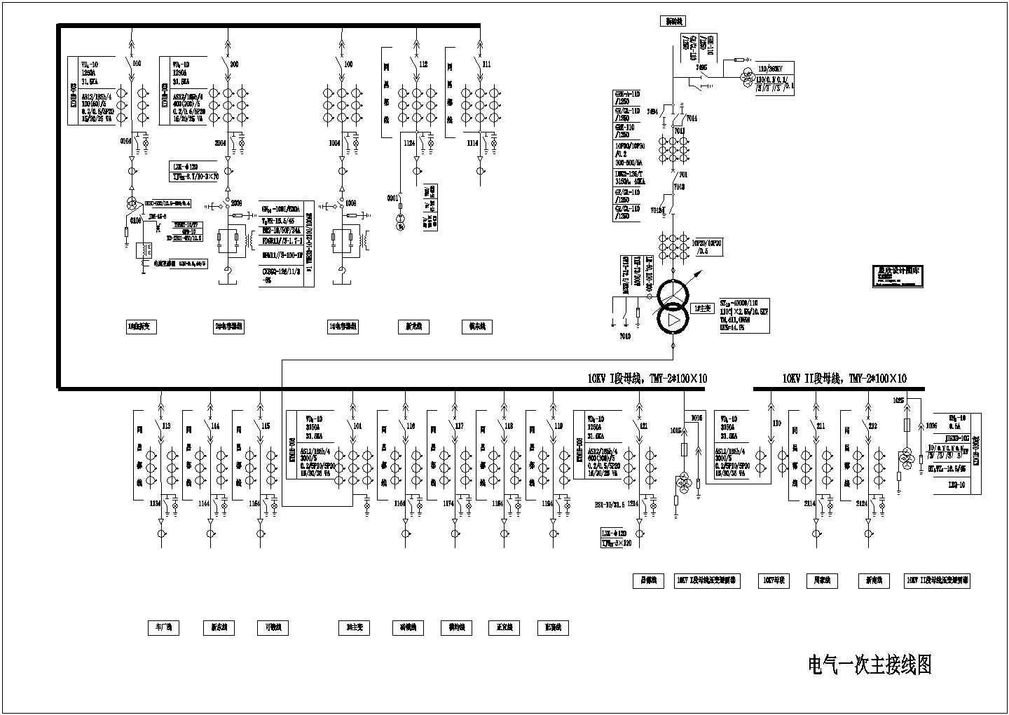110KV变电所一次系统设计cad图纸