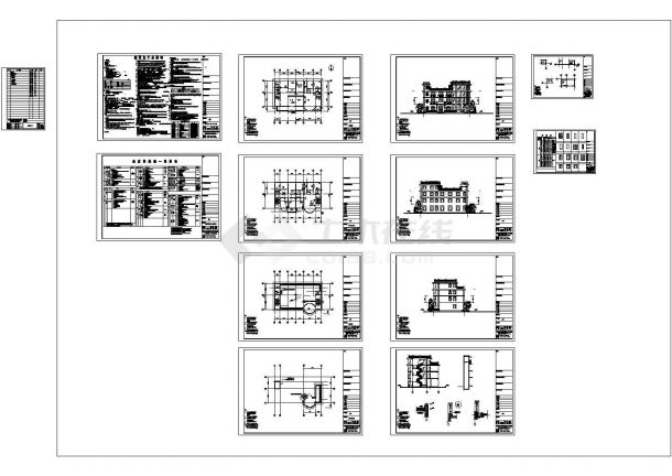 框架结构4层独栋别墅建筑方案CAD图纸设计-图一