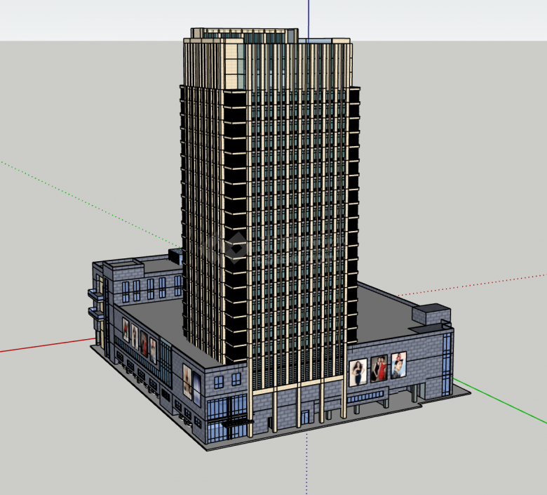 泰州老街办公楼-商业综合体su模型-图二
