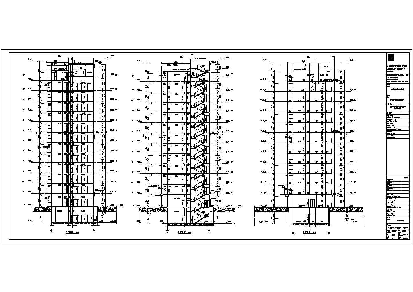 某十三层住宅楼的建筑施工的CAD图纸设计