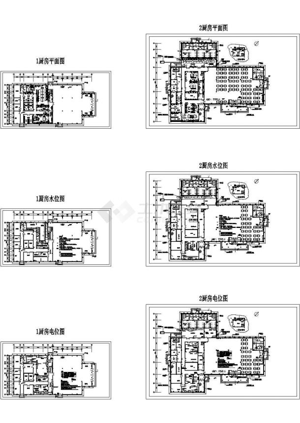 两套公共食堂厨房二次装修厨具布置cad施工图纸（甲级院设计）-图一