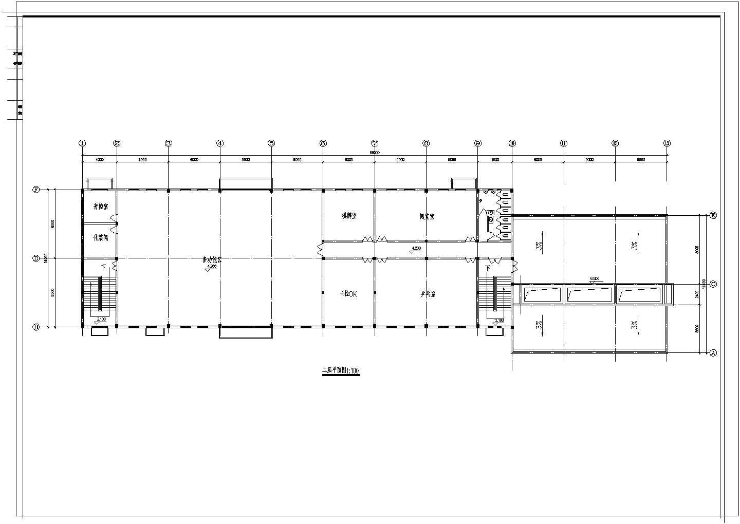 某食堂浴室建筑设计方案CAD图纸