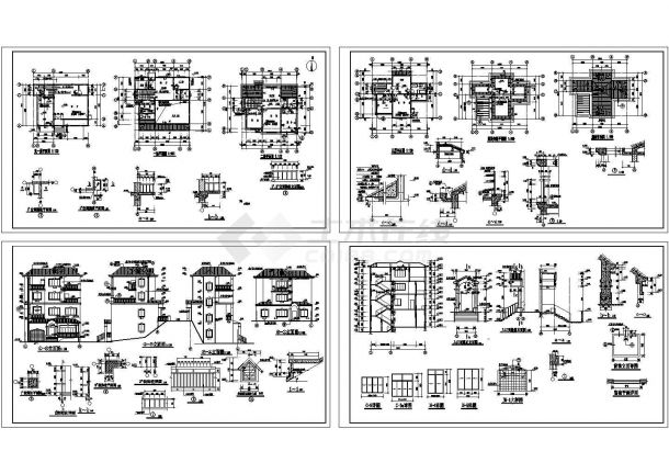 某四层现代风格别墅建筑施工图纸CAD版-图一