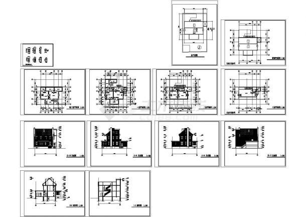某3层别墅型住宅楼建筑设计CAD图纸（含地下室设计）-图一