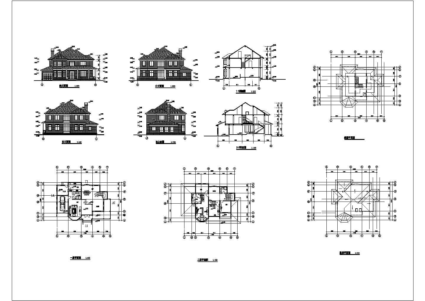 农村豪华别墅设计精美方案CAD图