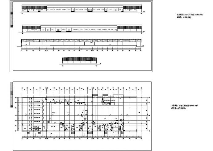 某地1层食品厂房建筑方案设计图【1层平面 立面图（无剖面及屋顶平面）】_图1