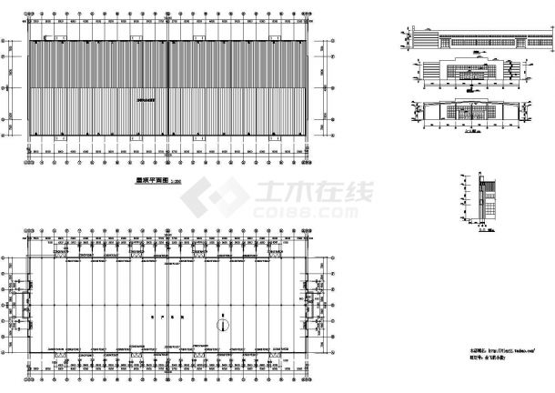 某地1层生产车间厂房建筑施工cad图【平立剖】-图一