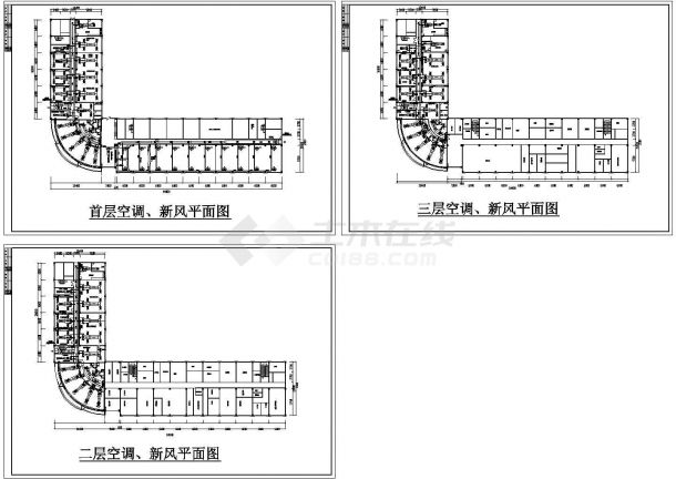 某制药厂三层办公大楼空调系统设计cad平面施工图（标注详细）-图一