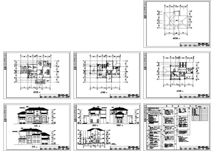 某G型别墅建筑设计全套CAD图纸_图1