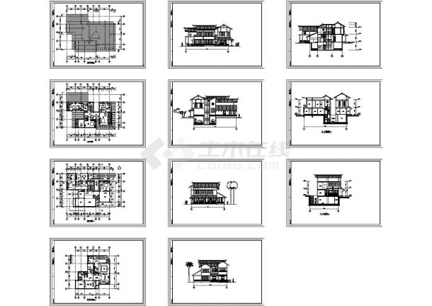 某B型日式别墅建筑施工CAD图-图一