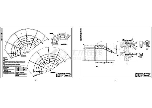 雨棚钢结构详细设计CAD施工图-图一