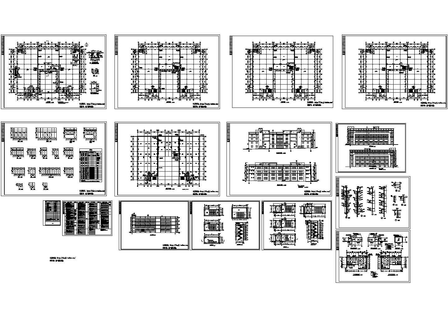 4层12825.17平米厂房车间建施图纸【平立剖 楼梯 卫大样 墙身门窗大样 目录 构造做法表】