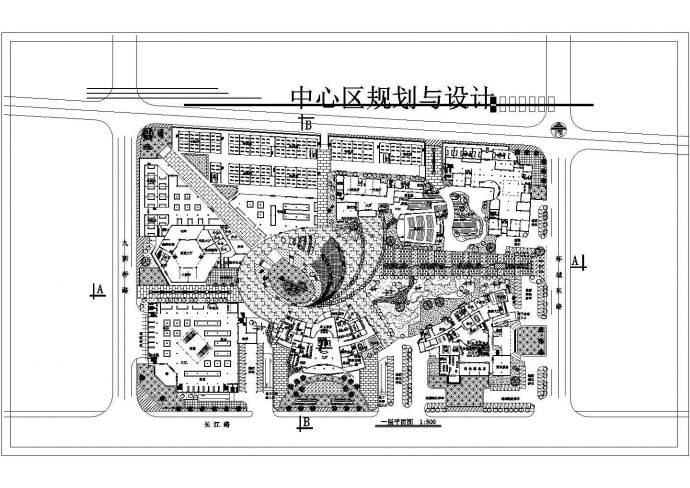 中心规划与设计图 【规划总平面图 单体建筑图 7个CAD】_图1