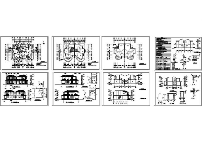 现代风格二层别墅建筑施工cad图纸_图1