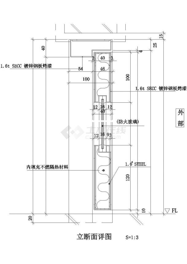 金属门-立断面详图2CAD施工图设计-图一