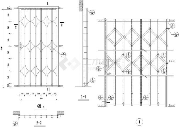 GM6异型铁栅门CAD施工图设计-图一