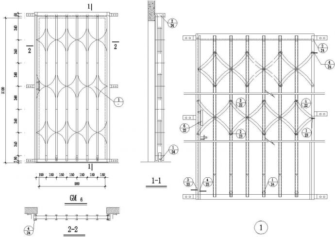 GM6异型铁栅门CAD施工图设计_图1