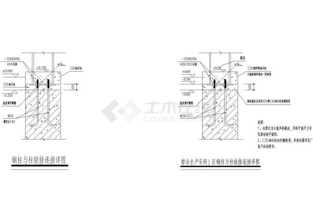 钢柱与柱铰接连接详图CAD施工图设计-图一