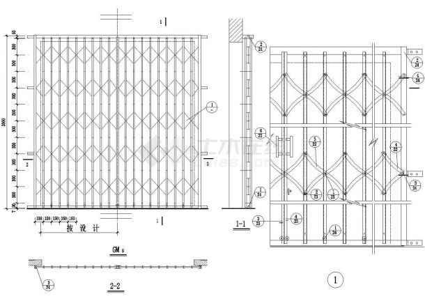 GM5异型铁栅门CAD施工图设计-图一