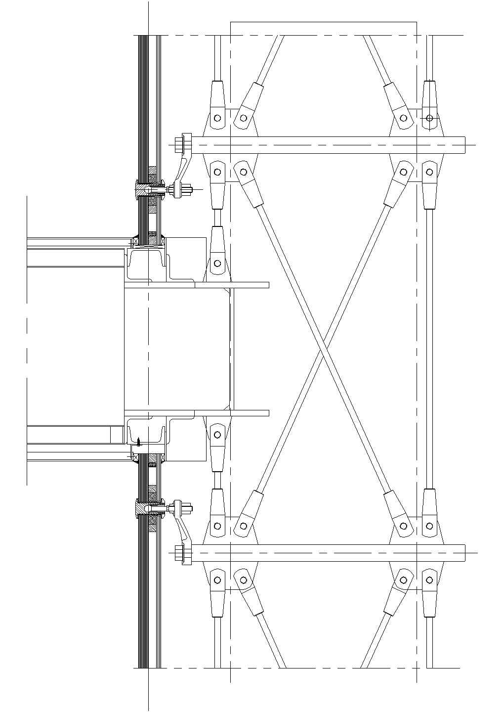 拉杆式点式幕墙节点（五）CAD施工图设计