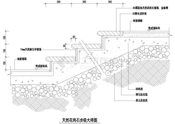 天然花岗石步级CAD示意详图-图一