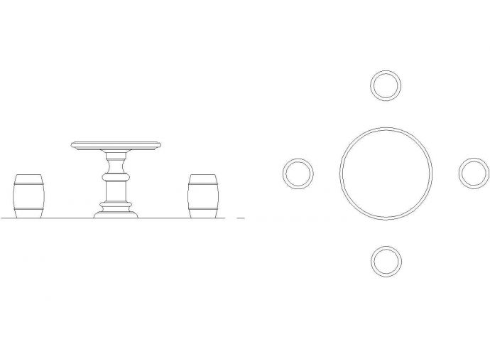 青石桌凳平立面图_图1