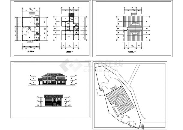 木构别墅设计方案图(CAD，4张图）-图一