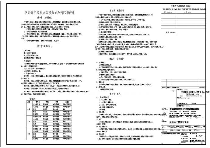 某地中国青年报社办公楼改造工程方案设计cad图纸_图1