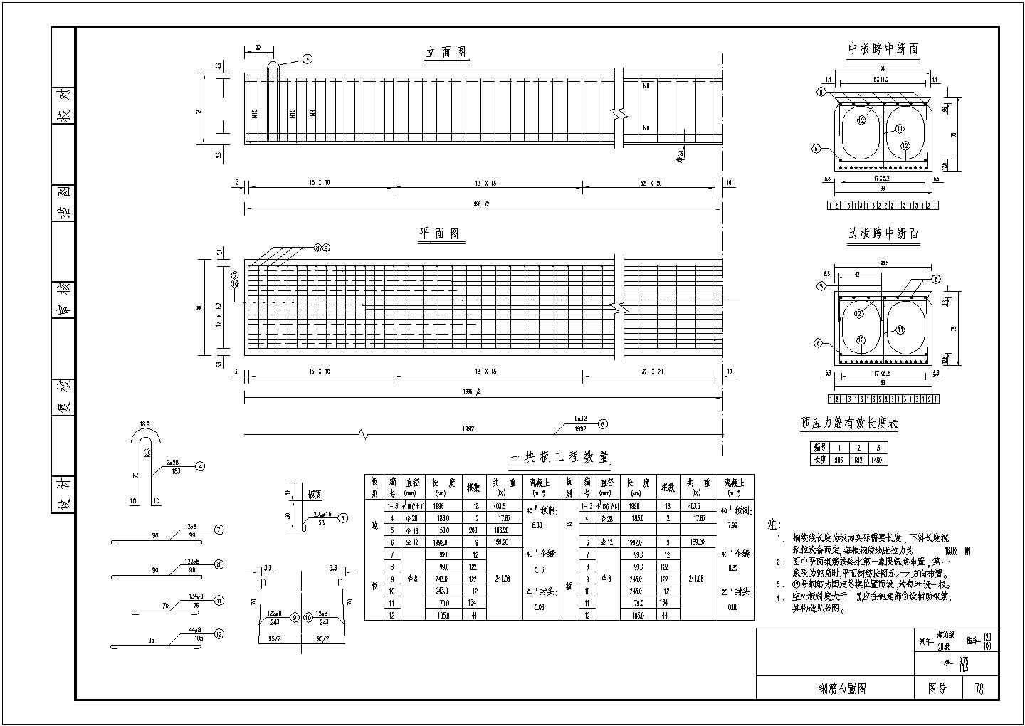 空心板钢筋剖面CAD参考图