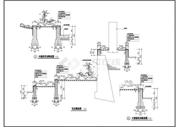 某小区花坛断面图-图一