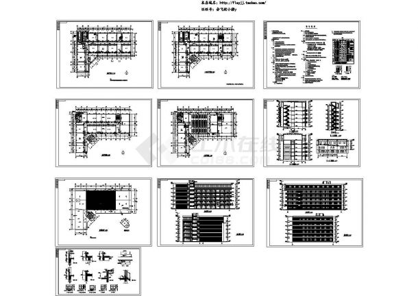 长46.8米 宽33.9米 6层6970平米L形框架结构教学楼建筑施工图CAD版本-图二
